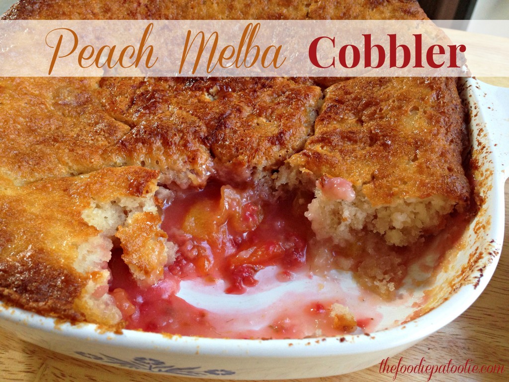 Peach Melba Cobbler for National Peach Melba Day | TheFoodiePatootie.com | #dessert #fruit #recipe