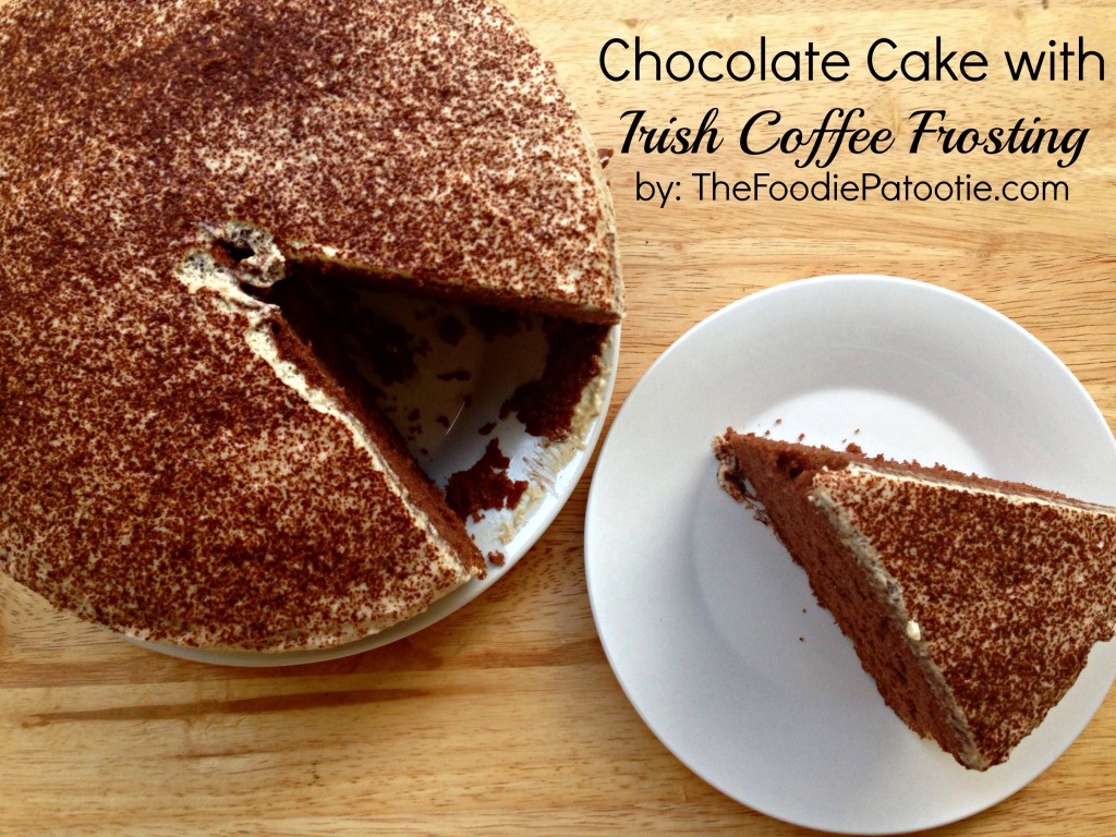 Chocolate Cake with Irish Coffee Frosting via TheFoodiePatootie.com | #dessert #chocolate #booze #recipe