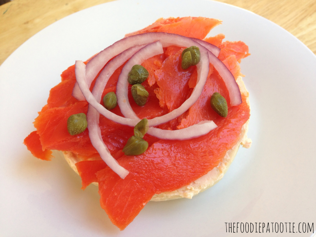 Bagels and Lox via TheFoodiePatootie.com | #breakfast #seafood #salmon #foodholiday #foodcalendar #recipe