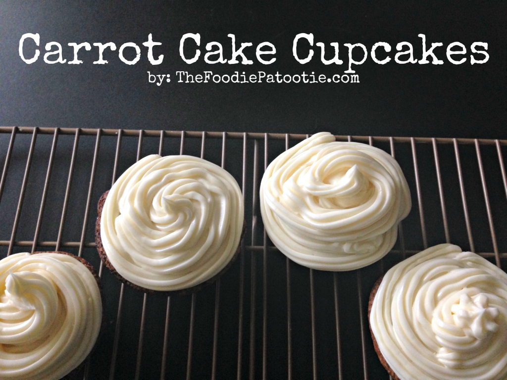 Carrot Cake Cupcakes via TheFoodiePatootie.com | #dessert #cake #cupcakes #recipe #foodholiday #foodcalendar