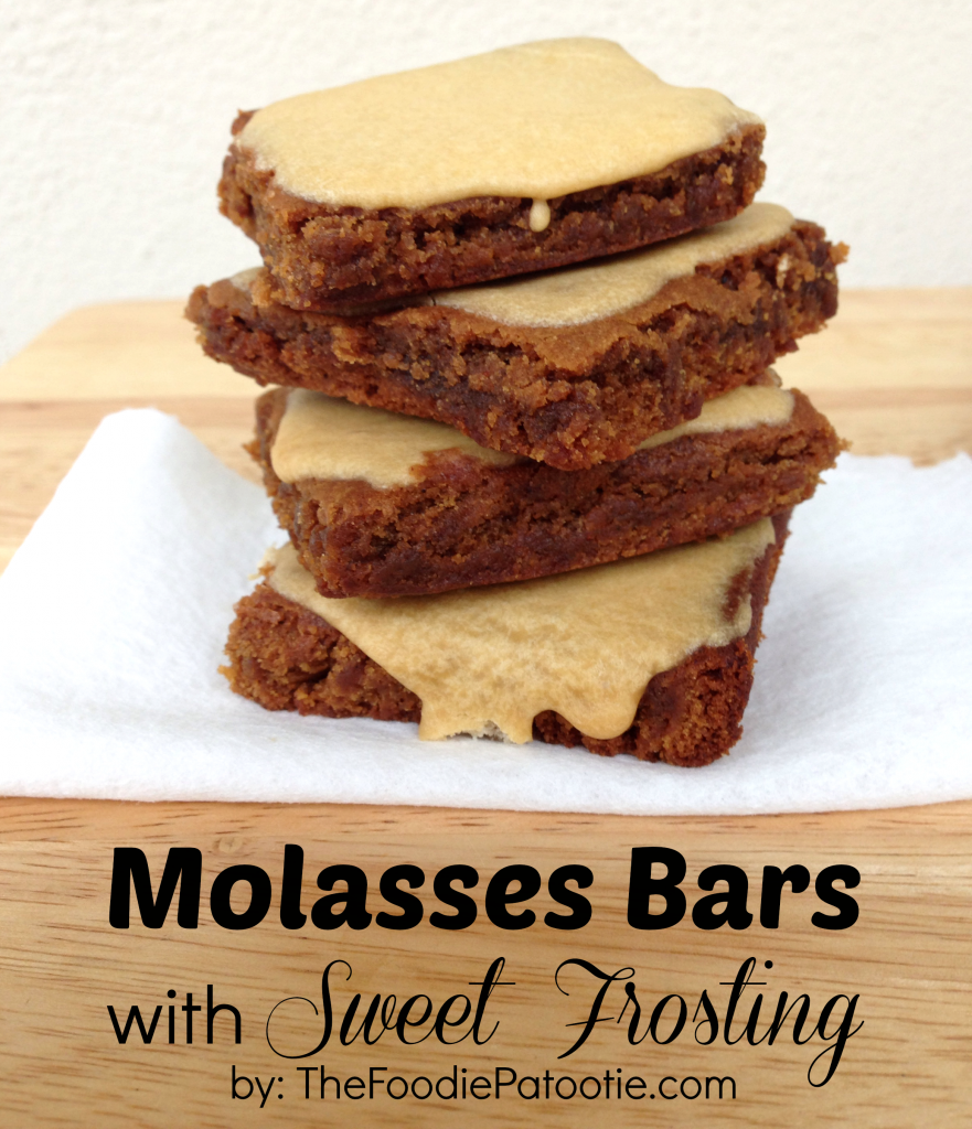 Molasses Bars with Sweet Frosting via TheFoodiePatootie.com | #dessert #foodholiday #foodcalendar #recipe