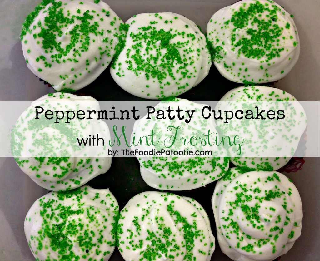 Peppermint Patty Cupakes with Mint Frosting via TheFoodiePatootie.com | #dessert #chocolate #mint #peppermintpatty #cupcakes #foodholiday #foodcalendar #recipe