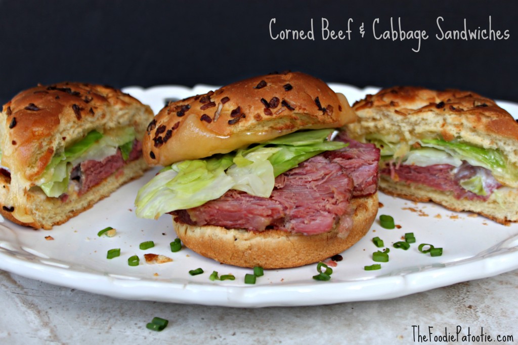 Corned Beef & Cabbage Sandwiches via TheFoodiePatootie.com | #Irish #cornedbeef #cabbage #recipe #sandwiches #foodholiday