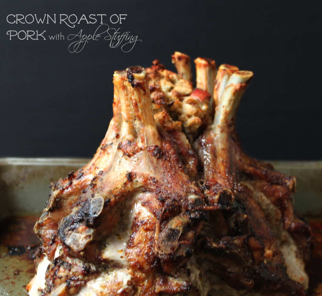 Crown Roast of Pork with Apple Stuffing via TheFoodiePatootie.com | #pork #recipe #foodholidays