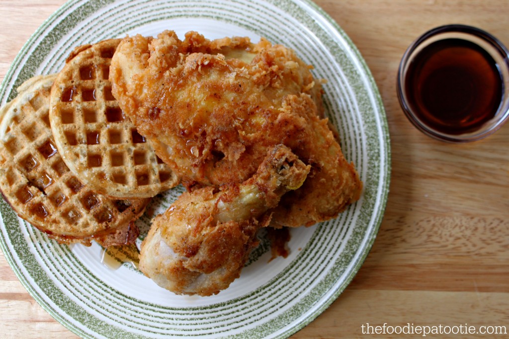 Fried Chicken & Waffles via TheFoodiePatootie.com | #breakfast #waffle #chicken #fried #brunch #recipe #foodholiday