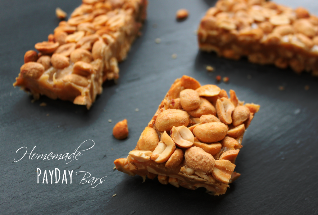 Homemade PayDay Bars via TheFoodiePatootie.com | #dessert #peanutbutter #nuts #recipe #foodholiday