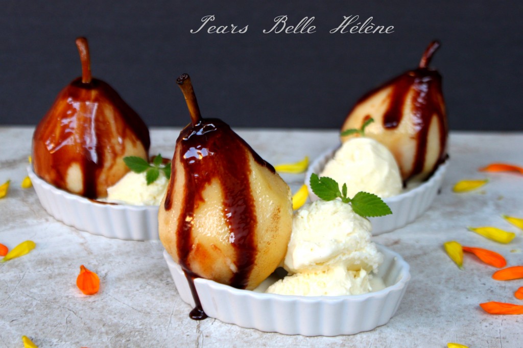 Pears Belle Helene via TheFoodiePatootie.com | #dessert #pears #fruit #chocolate #French #recipe #foodholiday