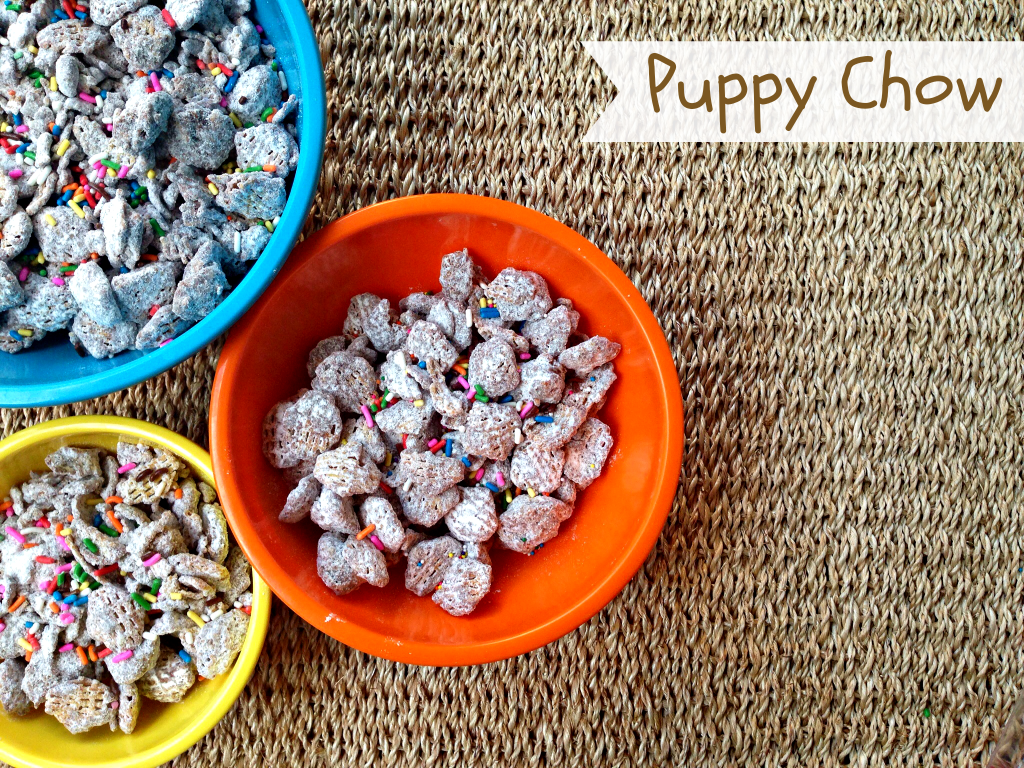 Puppy Chow via TheFoodiePatootie.com | #snack #recipe #foodholiday
