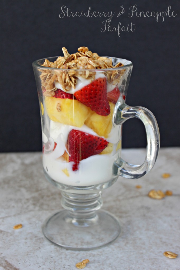 Strawberry and Pineapple Parfait via TheFoodiePatootie.com | #breakfast #recipe #foodholiday #yogurt #fruit