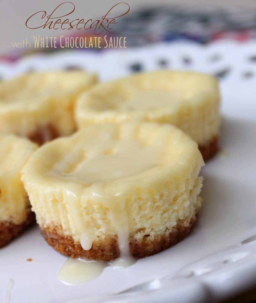 Cheesecake with White Chocolate Sauce via TheFoodiePatootie.com | #dessert #chocolate #sweets #recipe #foodholiday