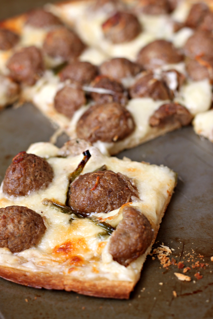 National Junk Food Day | Spicy Pizza Bianca with Meatballs