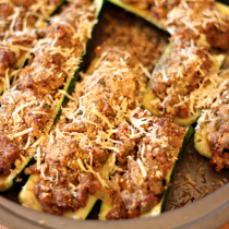 National Bratwurst Day | Bratwurst-Stuffed Zucchini Boats