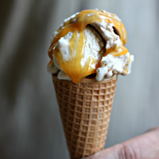 National Ice Cream Cone Day | Vanilla Coffee Ice Cream with Butterscotch Sauce