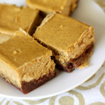 National Pumpkin Cheesecake Day | Pumpkin Cheesecake Squares with Brownie Crust