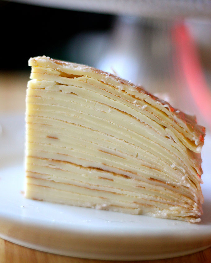 Crepe Cake with Raspberry Mascarpone Frosting - The Foodie Patootie