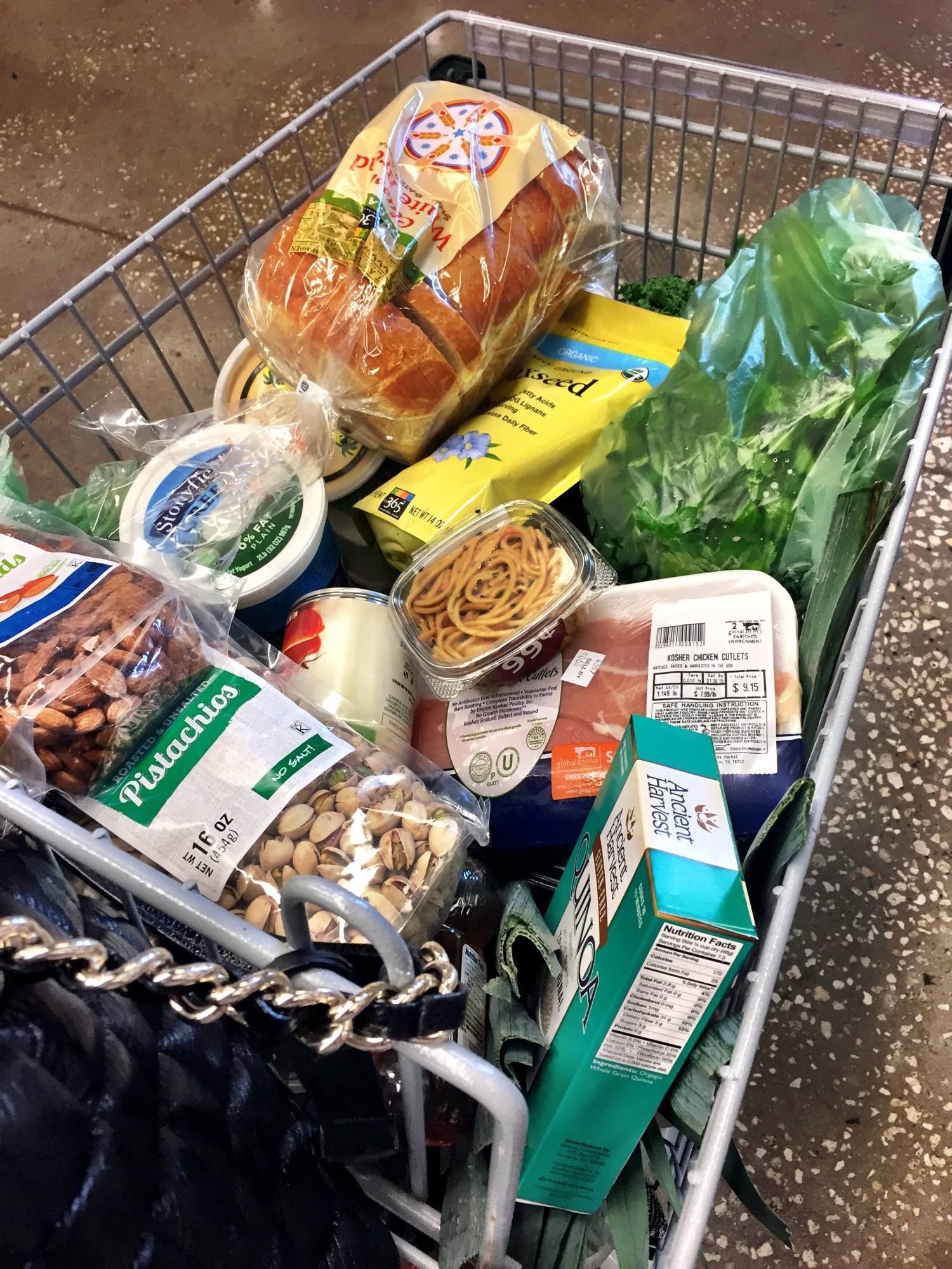full shopping cart at whole foods
