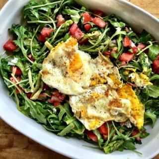 Shaved Asparagus Salad w/Shallots and Fried Eggs