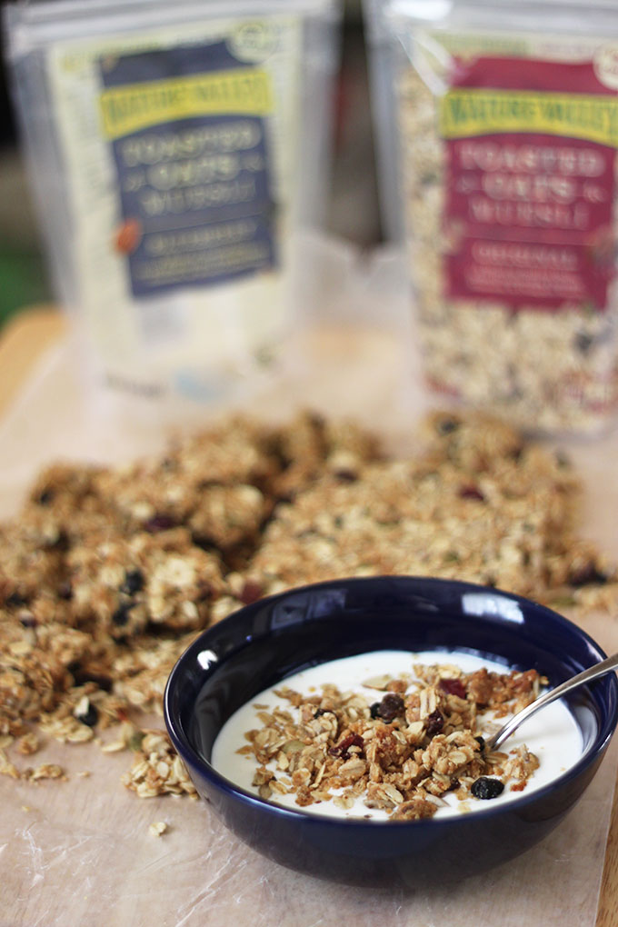 No-Bake Blueberry Muesli + Peanut Butter Granola Clusters