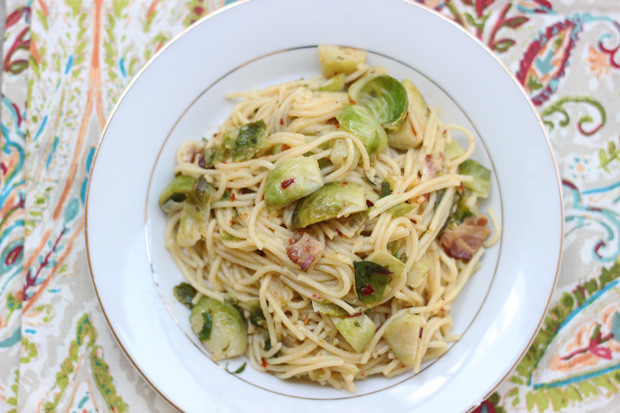 Pasta Aglio e Olio with Brussels Sprouts