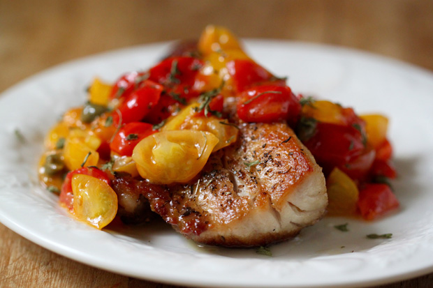 Sautéed Cobia with Tomatoes and Capers