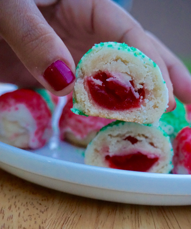 Vanilla Cherry Ball Cookies