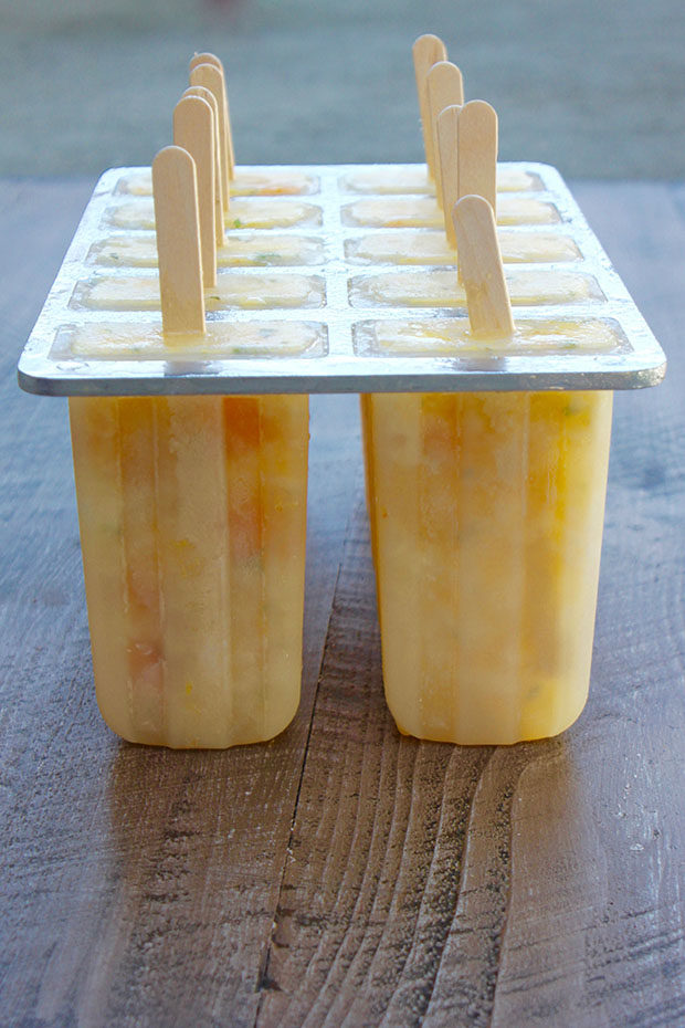 Pineapple, Apricot & Basil Popsicles