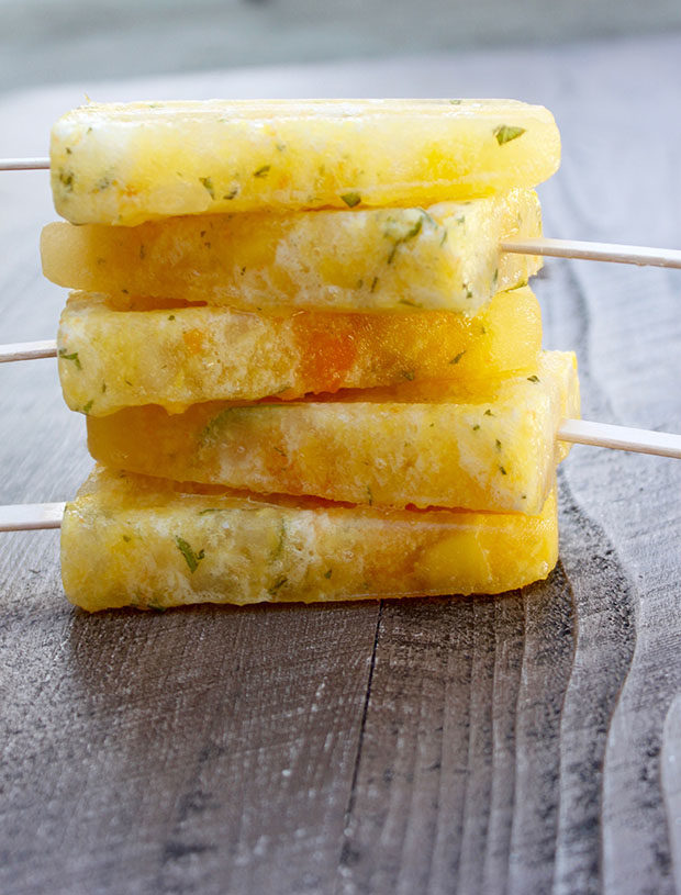 Pineapple, Apricot & Basil Popsicles