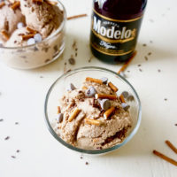Modelo Negra Chocolate Ice Cream with Pretzels + bonus pork ribs recipe