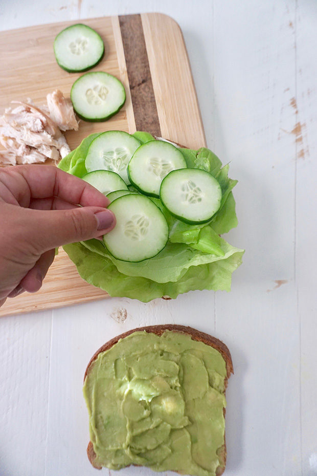 Cucumbers on sandwich