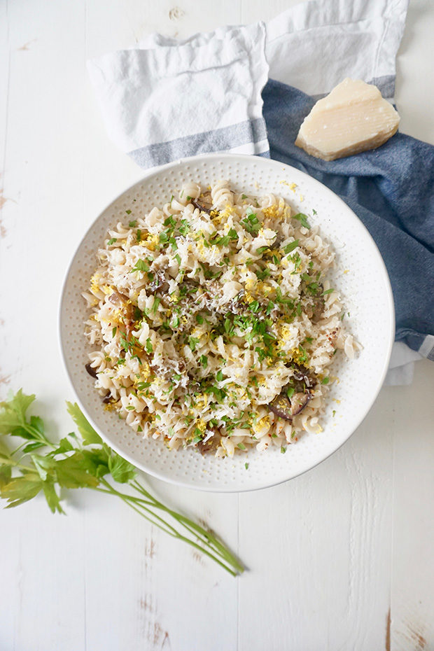 Fusilli pasta with Marinated Eggplant