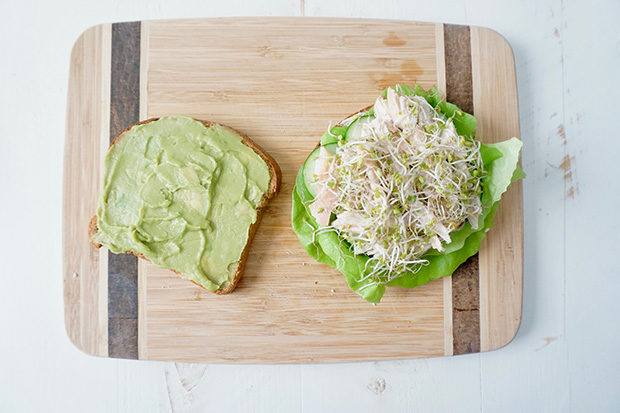 Open avocado sandwich