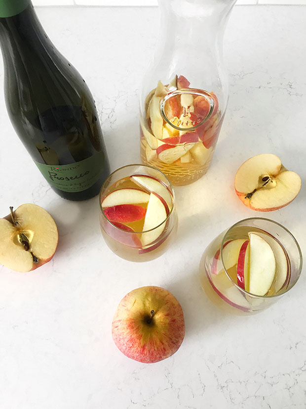 Winter apple sangria with sparkling wine