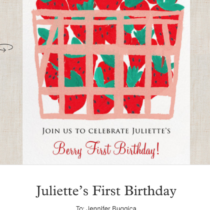 a first birthday party invitation on Paperless Post